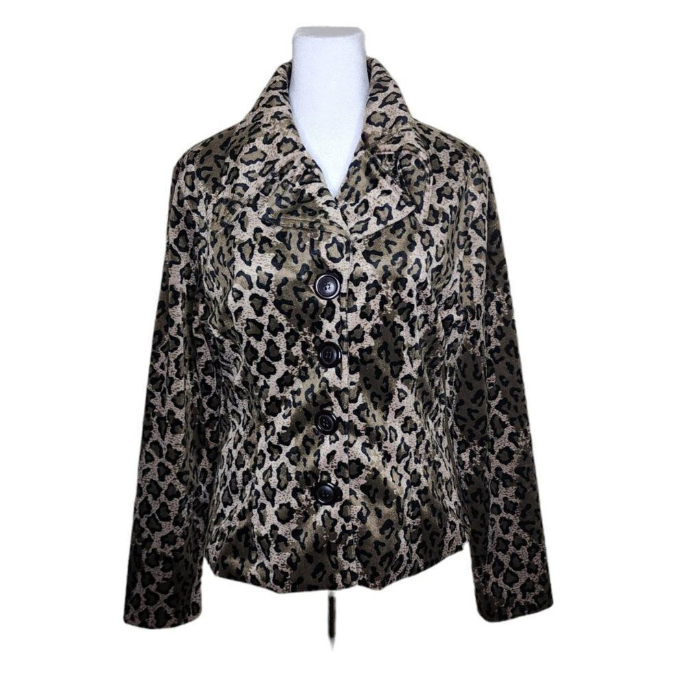 Vintage 90s Animal Print Jacket Womens Size M Cheetah Mob Wife Faux Fur